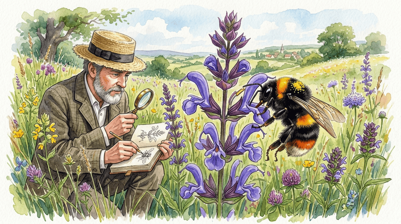 Illustrated historical scene for Meadow Sage