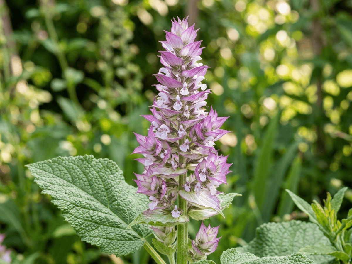 Clary — close-up of leaves and flowers