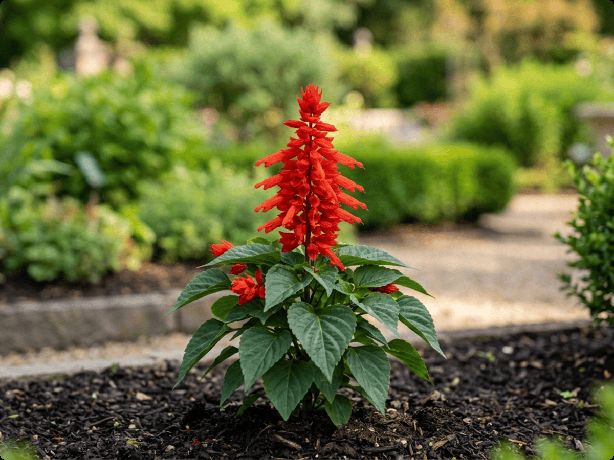 Scarlet Sage (Salvia splendens), whole plant