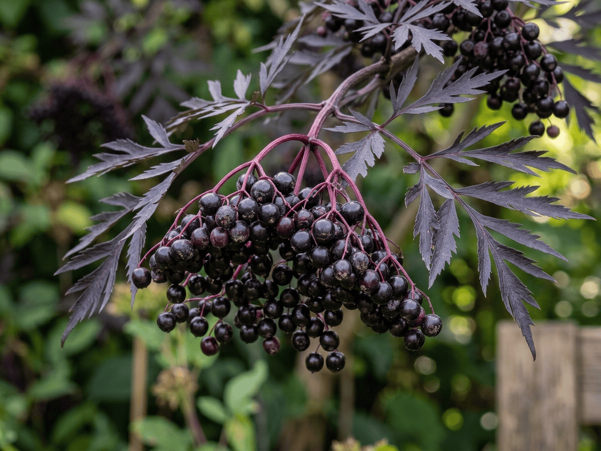 Black Lace Elderberry — close-up of leaves and flowers