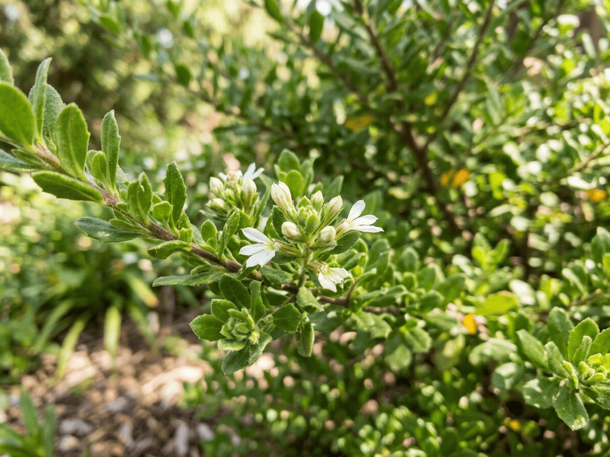 flor de abanico blanca — aspecto estacional