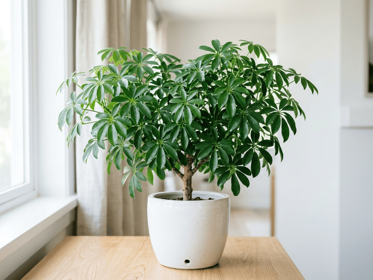Miniature Umbrella Tree (Schefflera arboricola), whole plant