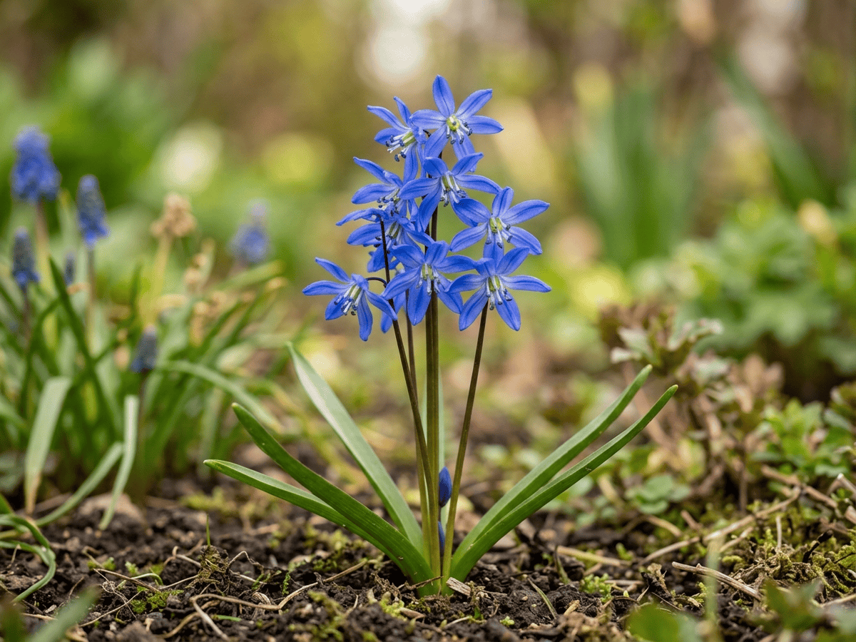 Scille de Sibérie (Scilla siberica), plante entière