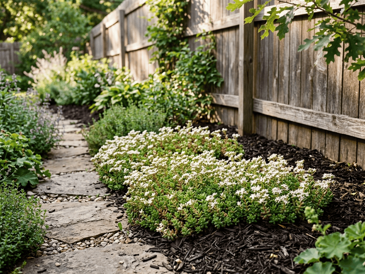 White Stonecrop in a garden setting