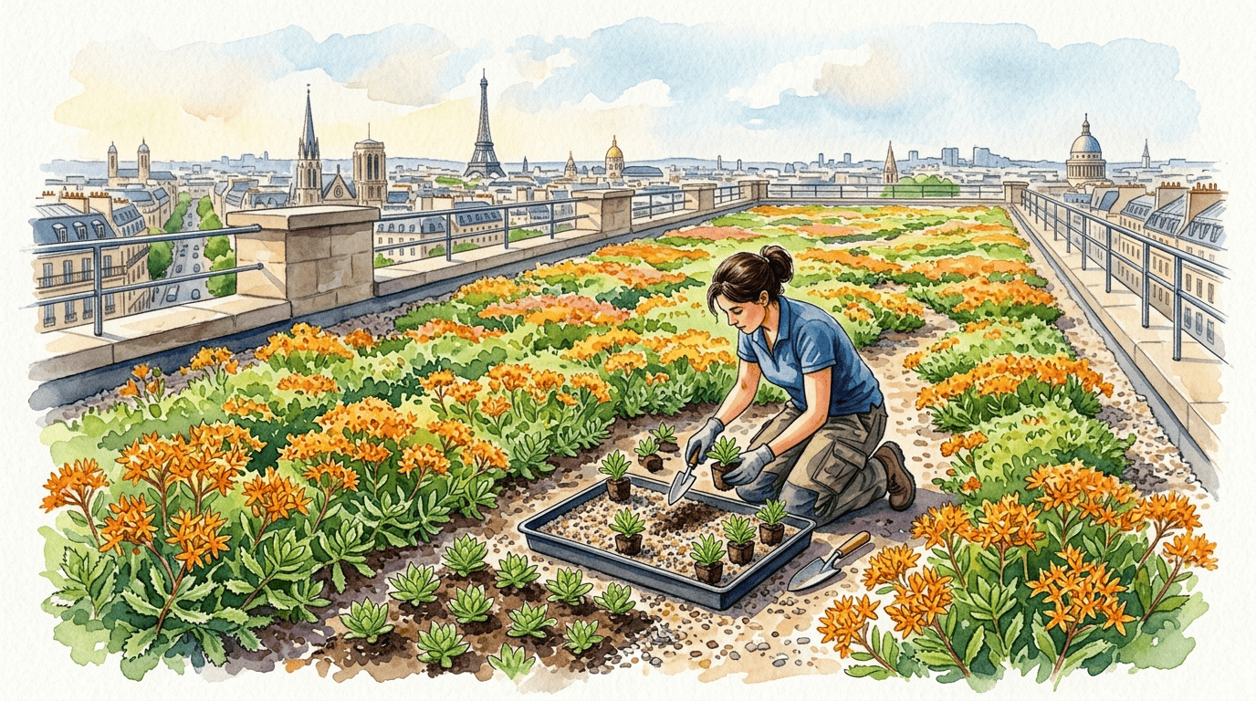 Illustrated historical scene for Aizoon Stonecrop