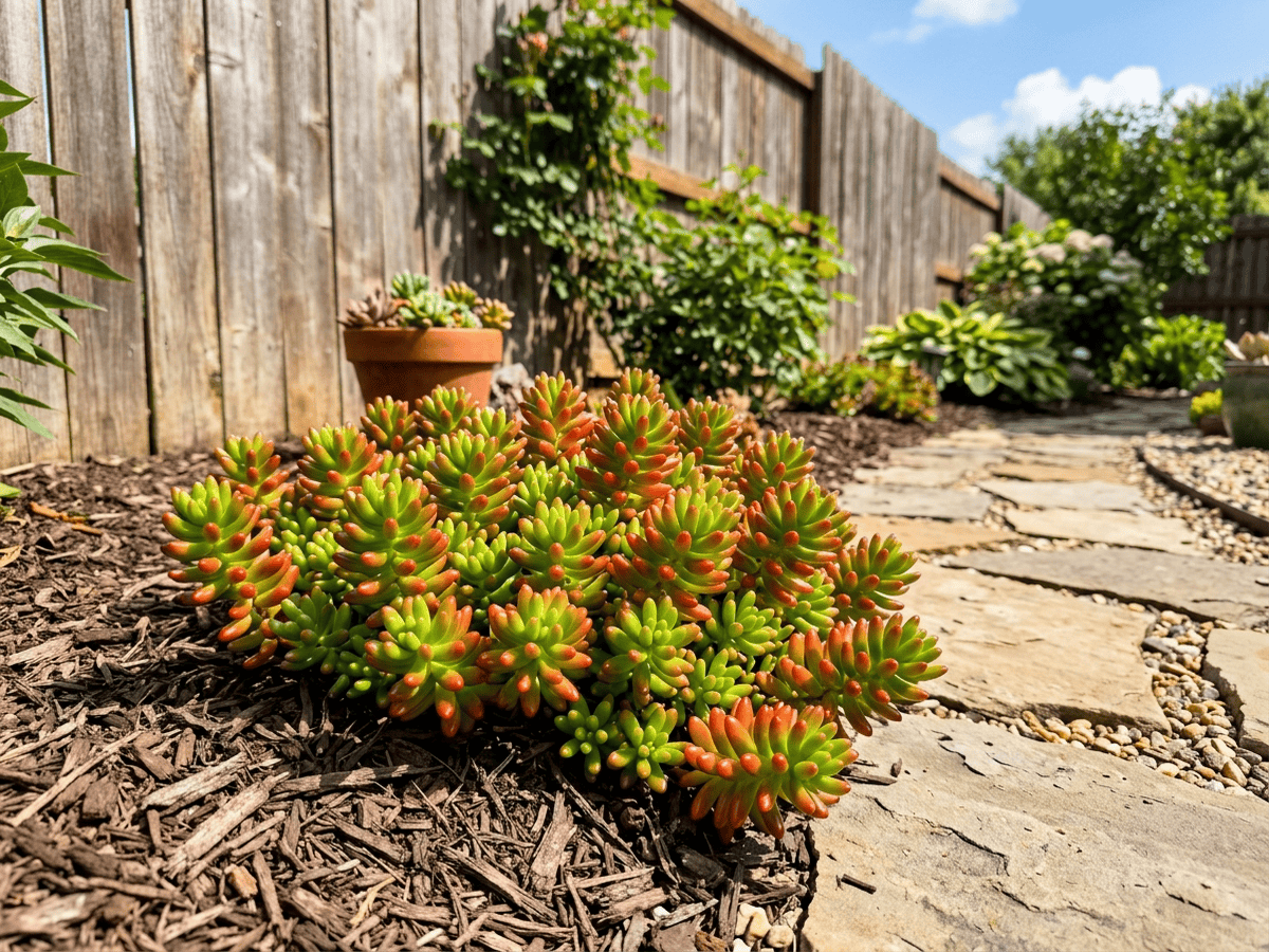 Sedum rubrotinctum in giardino