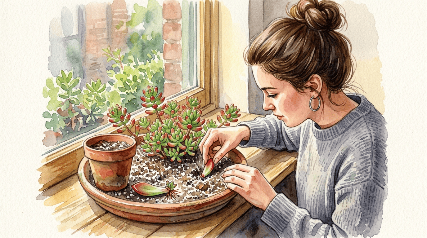 Scena storica illustrata per Sedum rubrotinctum