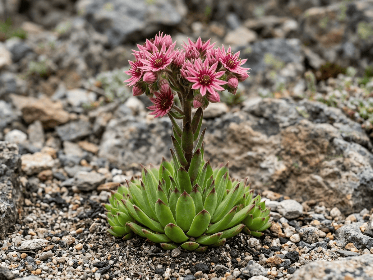 Houseleek (Sempervivum tectorum), whole plant