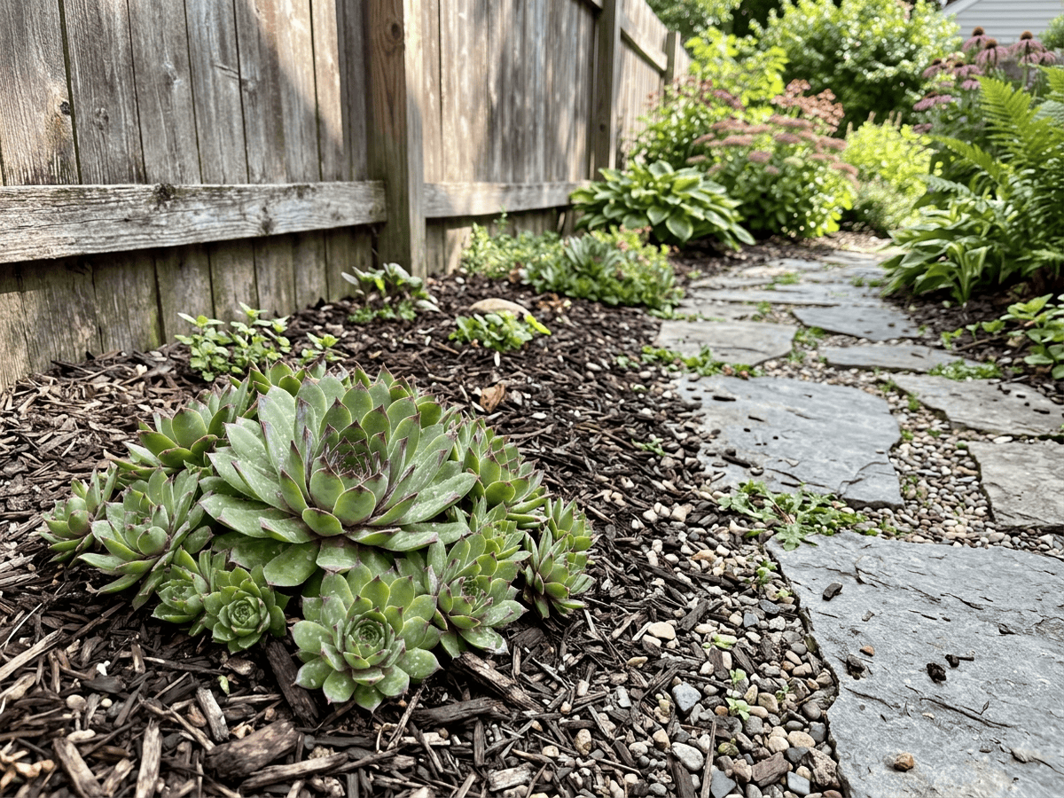Houseleek in a garden setting