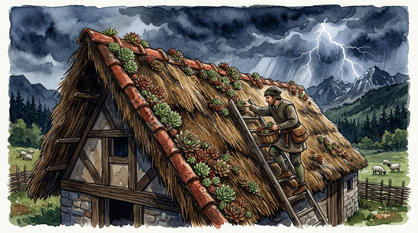 Illustrated historical scene for Houseleek