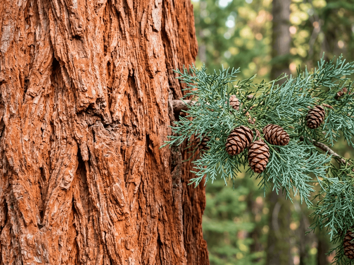 Secuoya Gigante — primer plano de hojas y flores