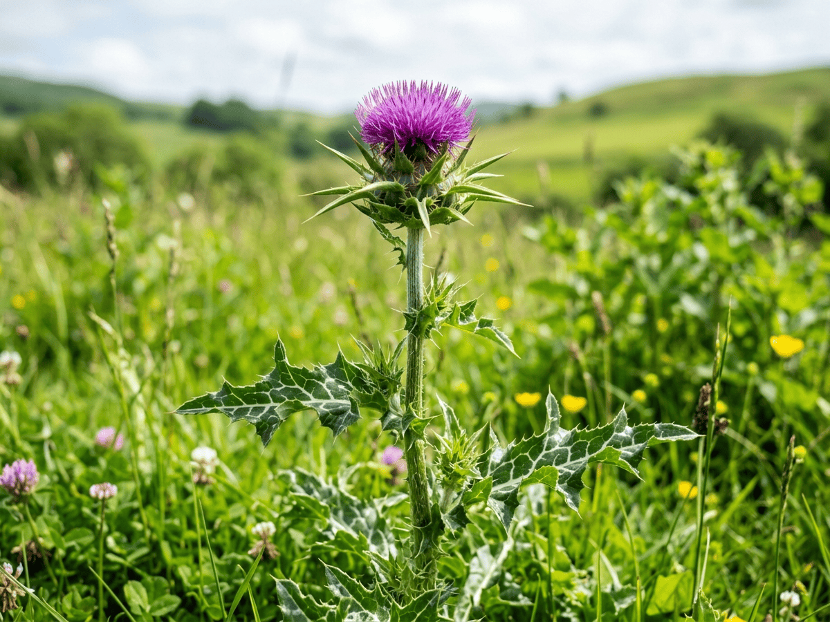 Mariendistel (Silybum marianum), ganze Pflanze