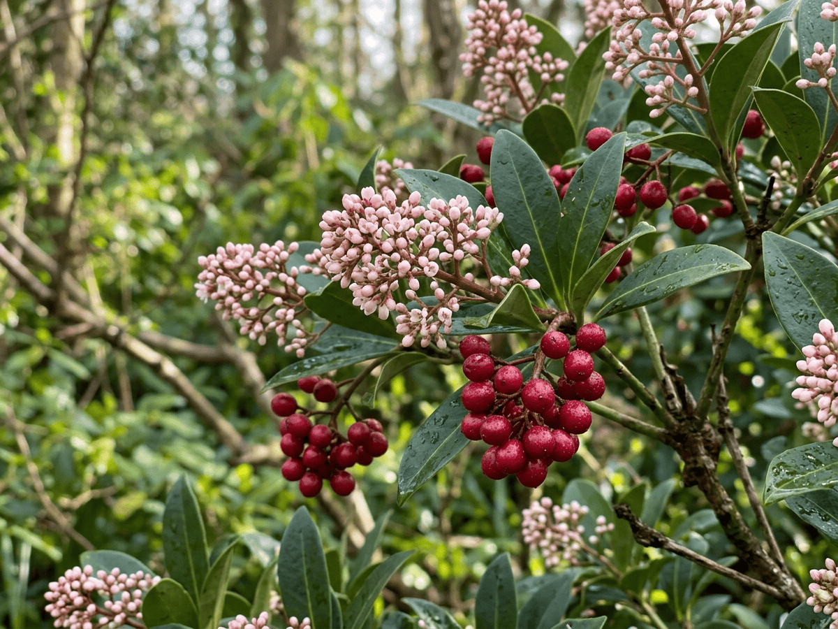 Japanese Skimmia — seasonal appearance