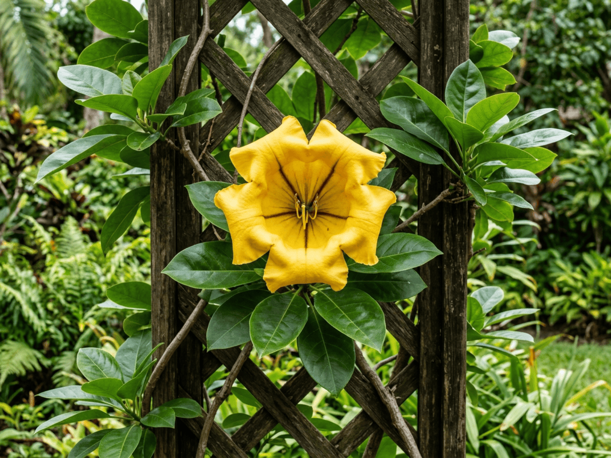 cáliz de oro (Solandra maxima), planta completa