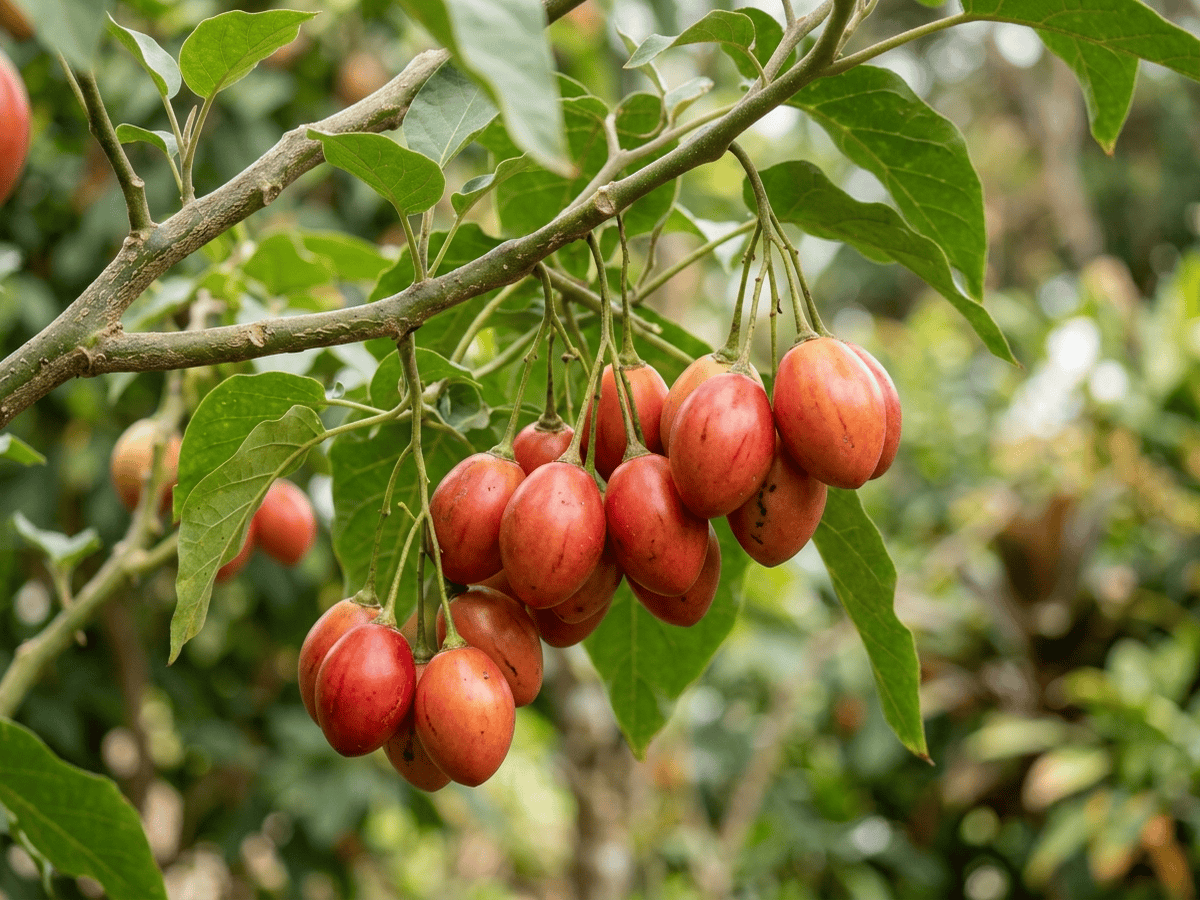 Tamarillo — close-up of leaves and flowers