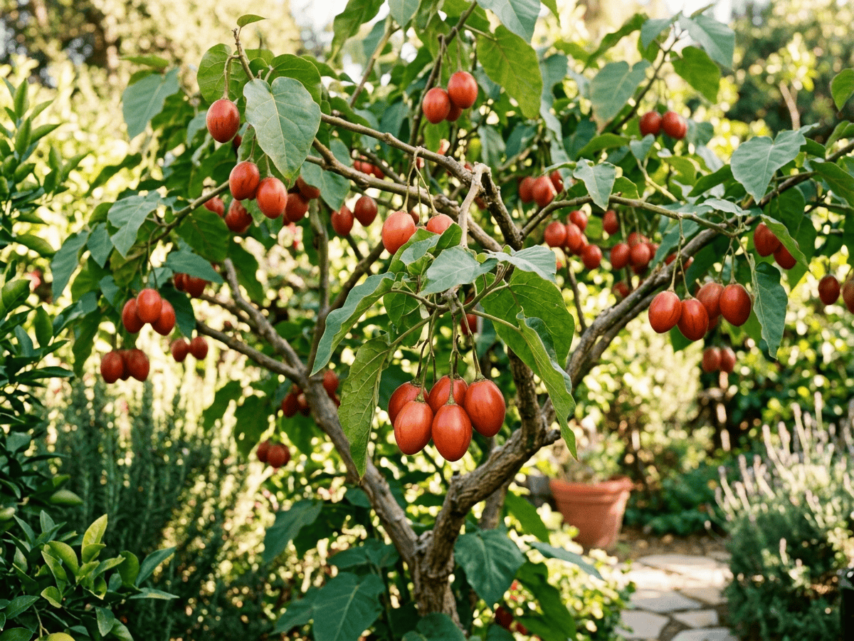 Tamarillo in a garden setting