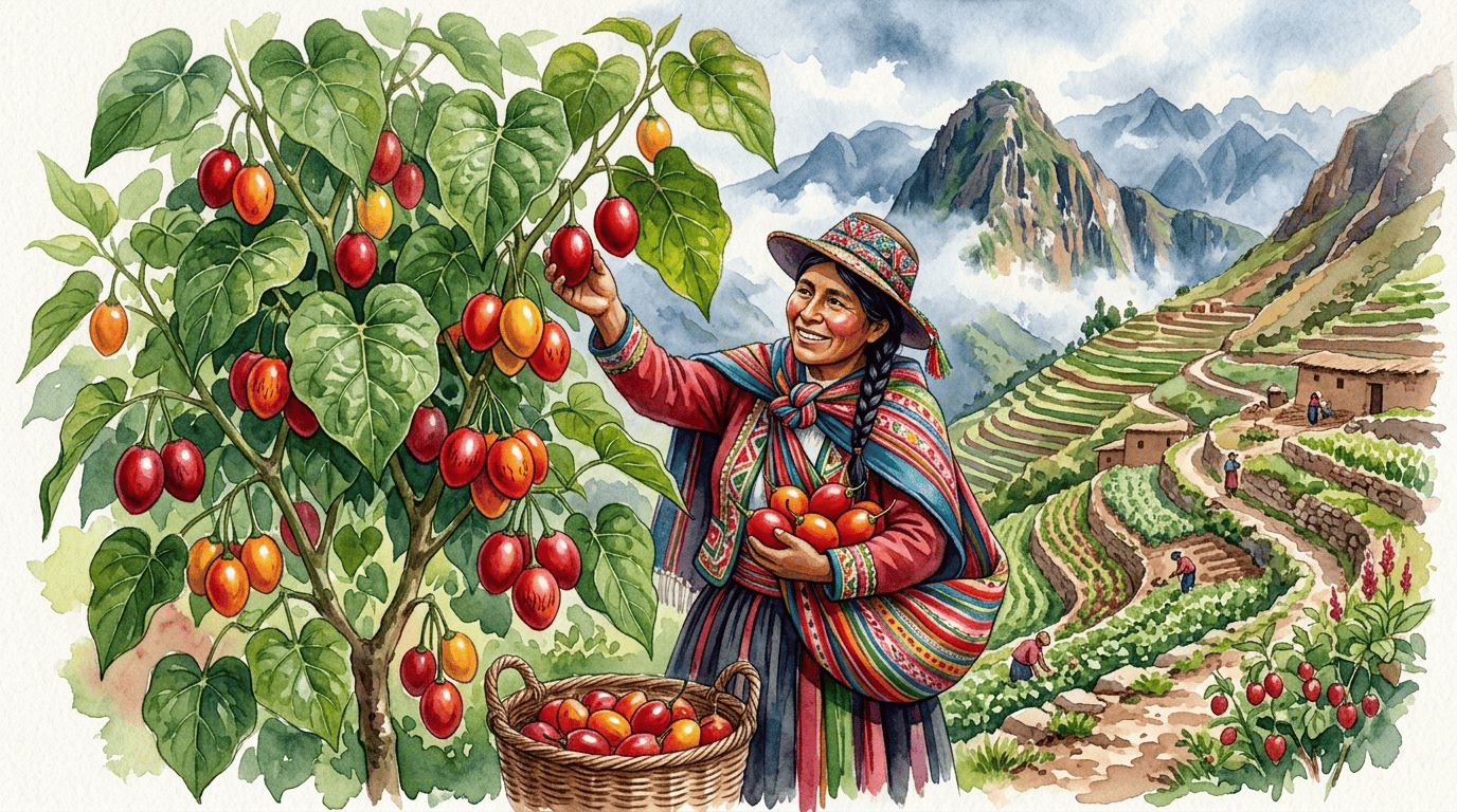 Illustrated historical scene for Tamarillo