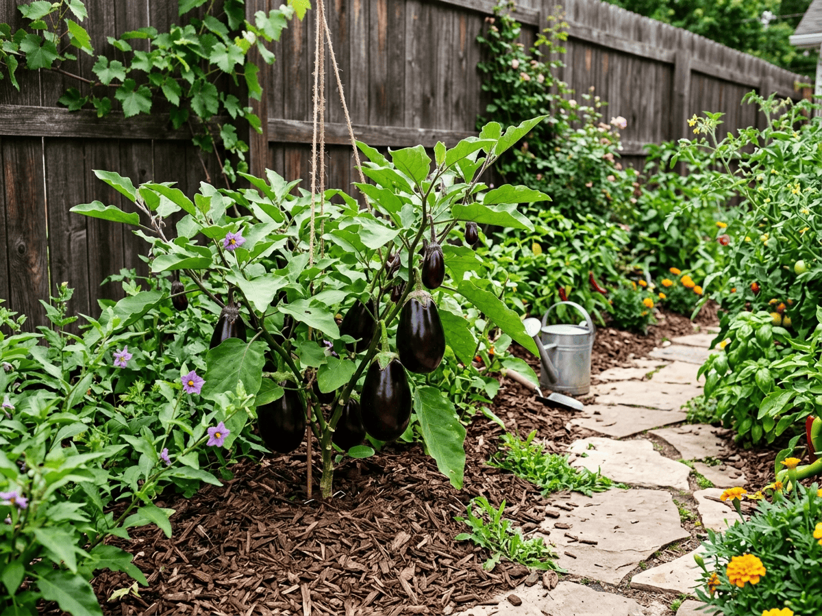 Eggplant in a garden setting