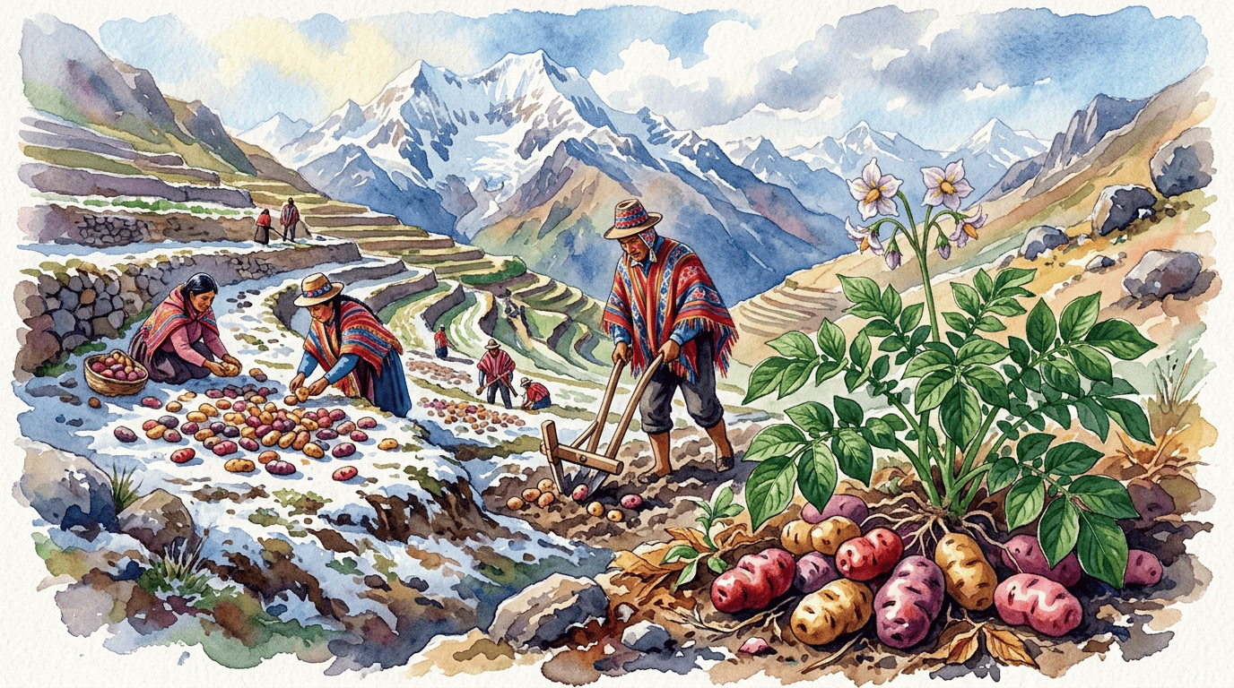 감자에 얽힌 역사적 장면 일러스트