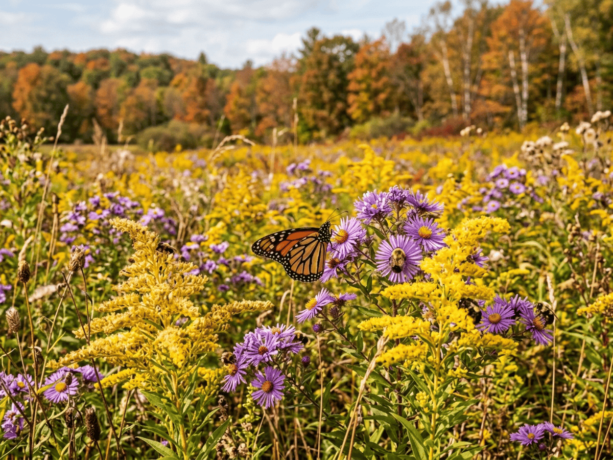 Vara de oro del Canadá en un jardín