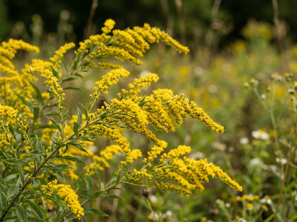 Autumn Goldenrod — close-up of leaves and flowers