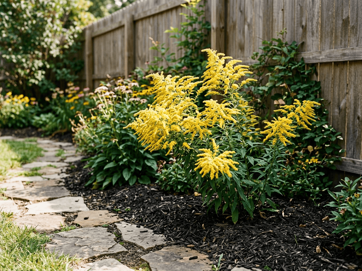 Autumn Goldenrod in a garden setting