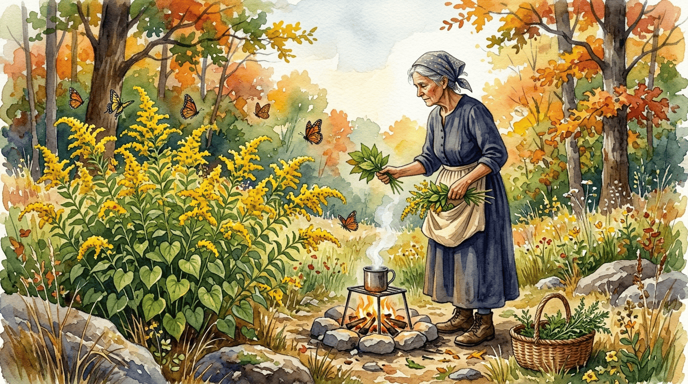 Illustrated historical scene for Autumn Goldenrod