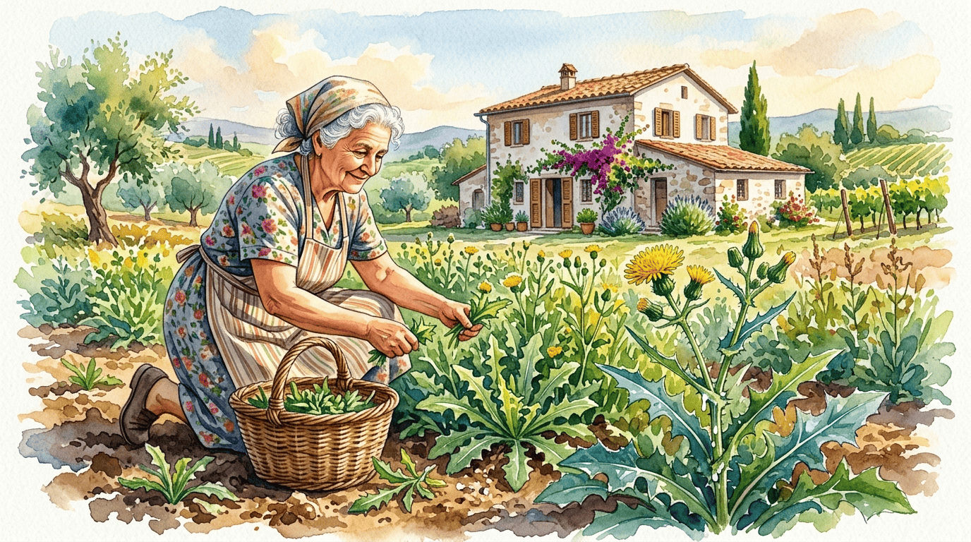 Escena histórica ilustrada de cerraja áspera
