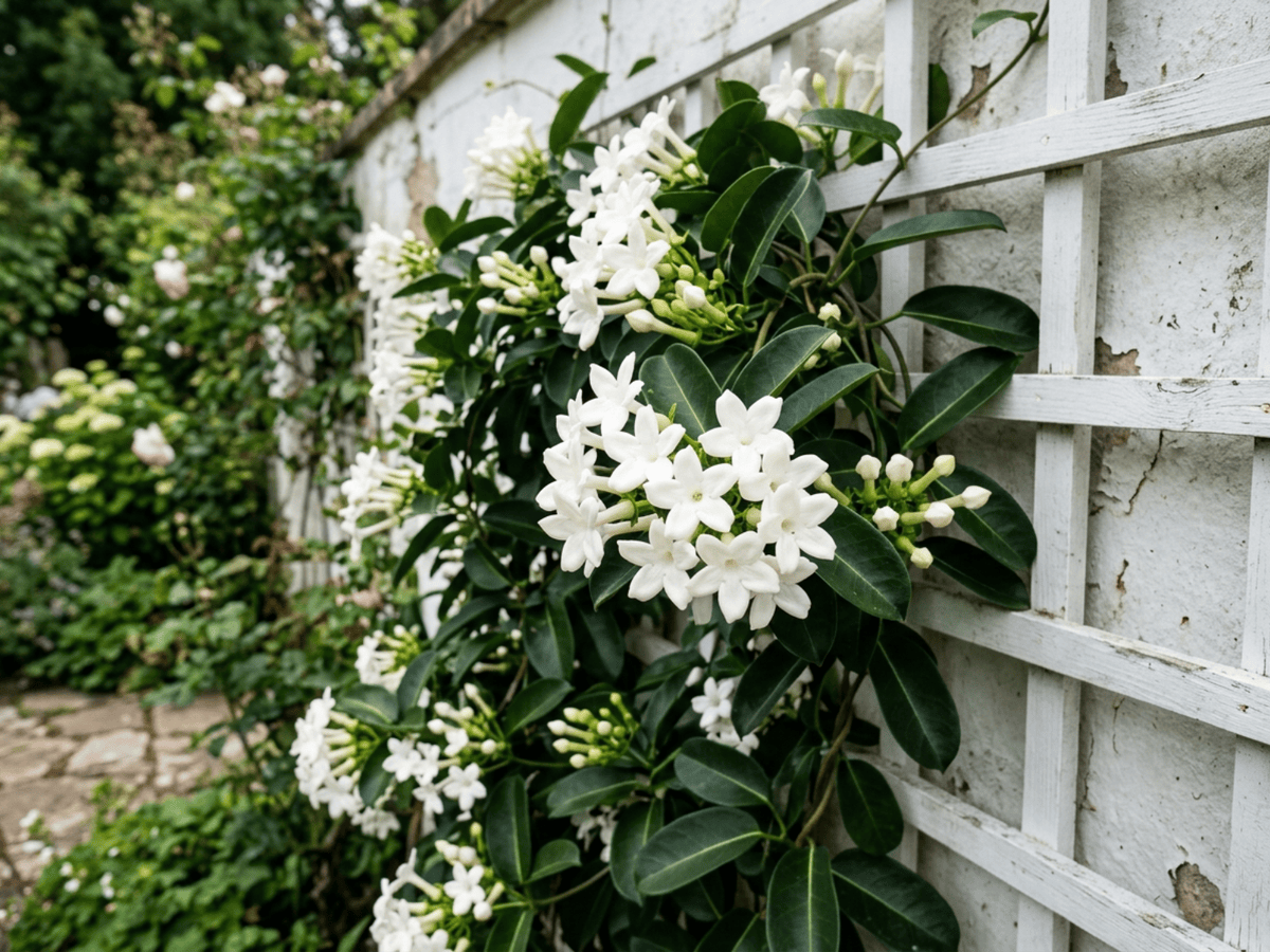 Madagascar Jasmine in a garden setting