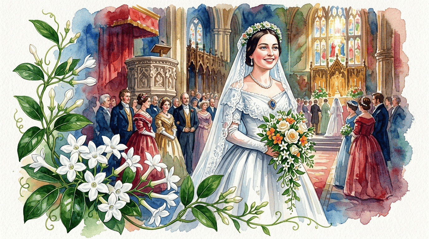 Illustrated historical scene for Madagascar Jasmine