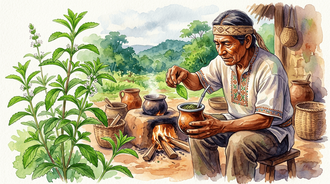 Illustrierte historische Szene zu Stevia