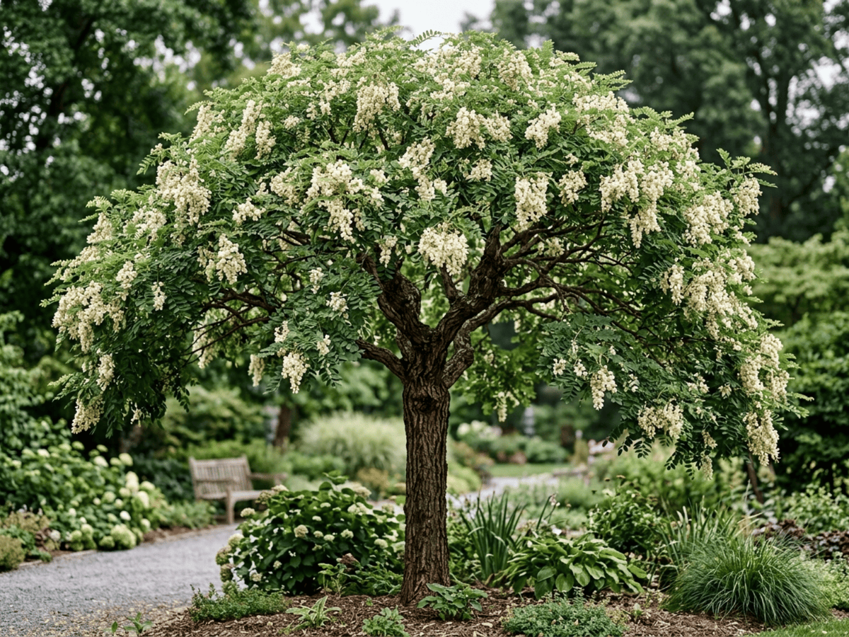 Sofora del Giappone (Styphnolobium japonicum), pianta intera
