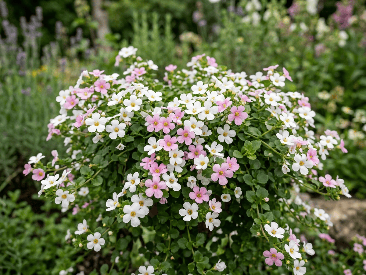 Bacopa ornemental — gros plan sur feuilles et fleurs