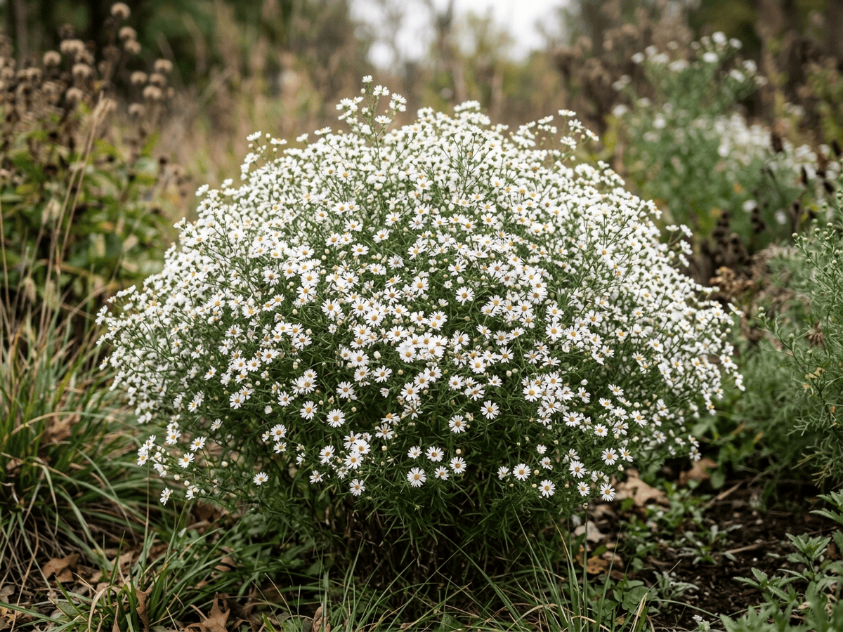 Aster fausse-bruyère (Symphyotrichum ericoides), plante entière