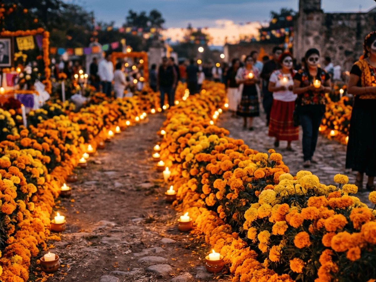 Cempasúchil en un jardín