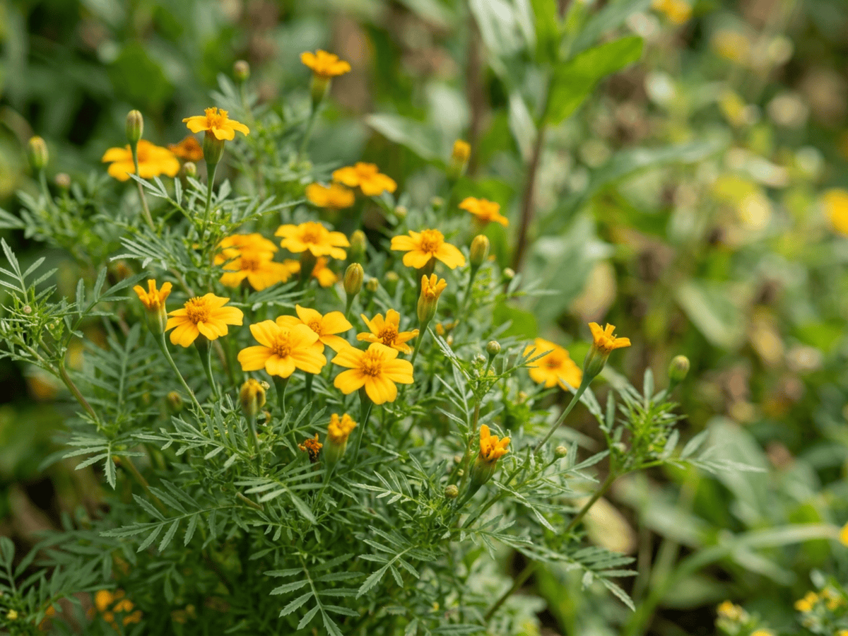 Schmalblättrige Studentenblume — saisonales Erscheinungsbild