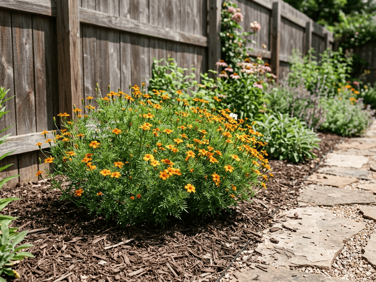 Schmalblättrige Studentenblume im Garten