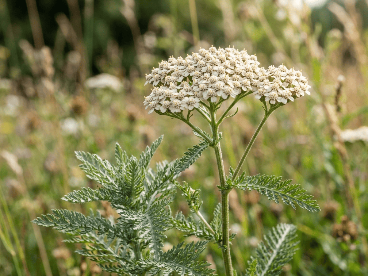 Matricaria — primer plano de hojas y flores