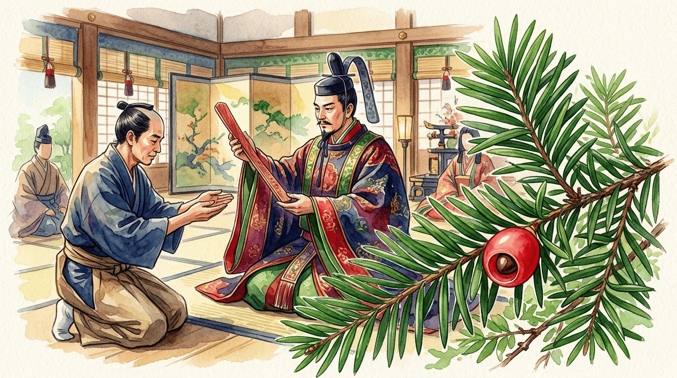イチイにまつわる歴史的な場面のイラスト