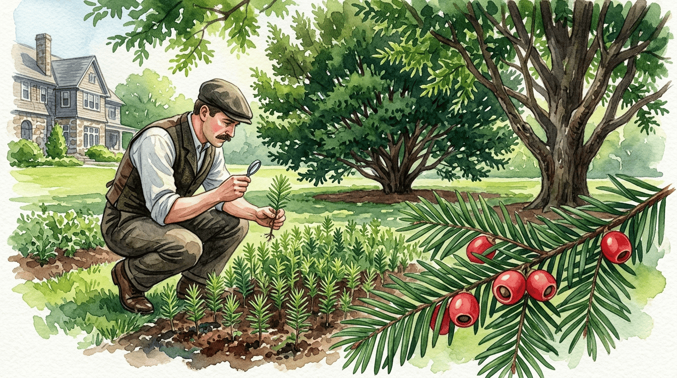 Illustrated historical scene for Anglo-Japanese Yew