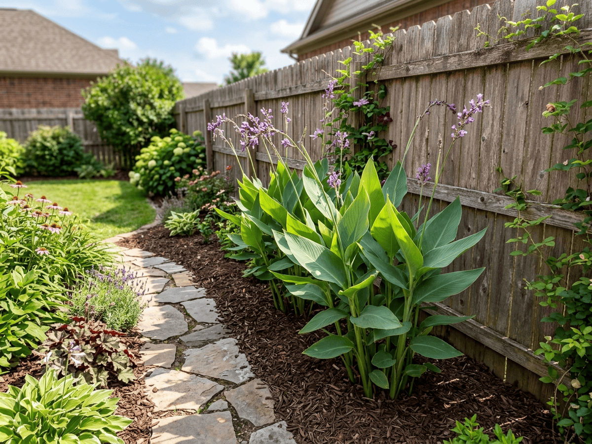 Powdery Thalia in a garden setting