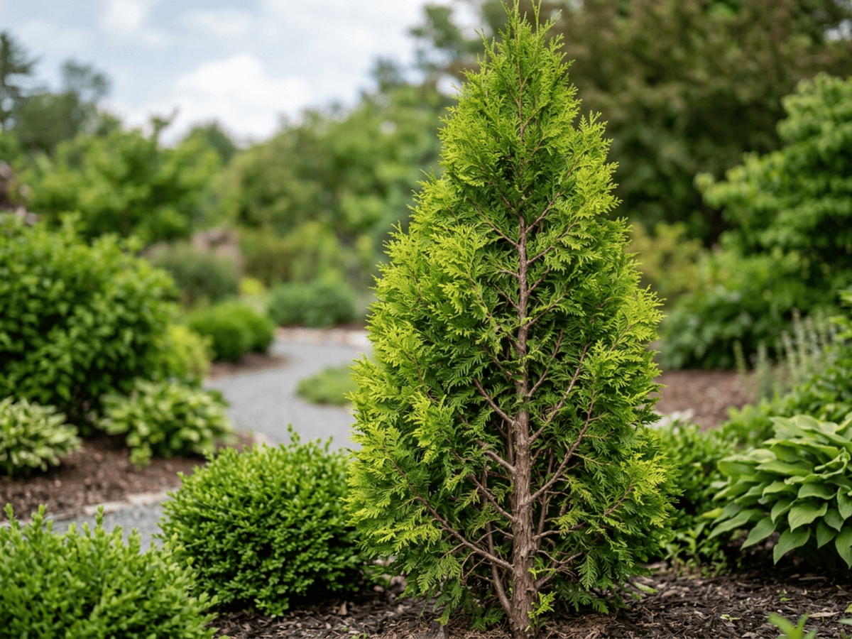 Tuia occidentale (Thuja occidentalis), pianta intera