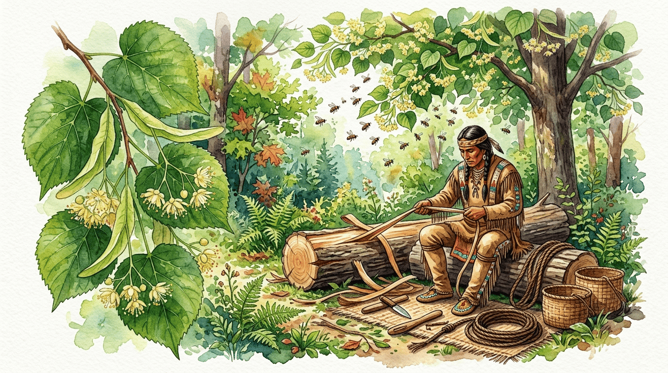 Illustrated historical scene for Basswood