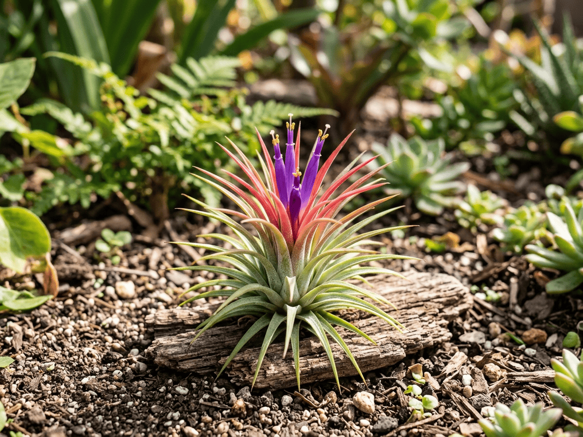 Blushing Bride Airplant (Tillandsia ionantha), whole plant