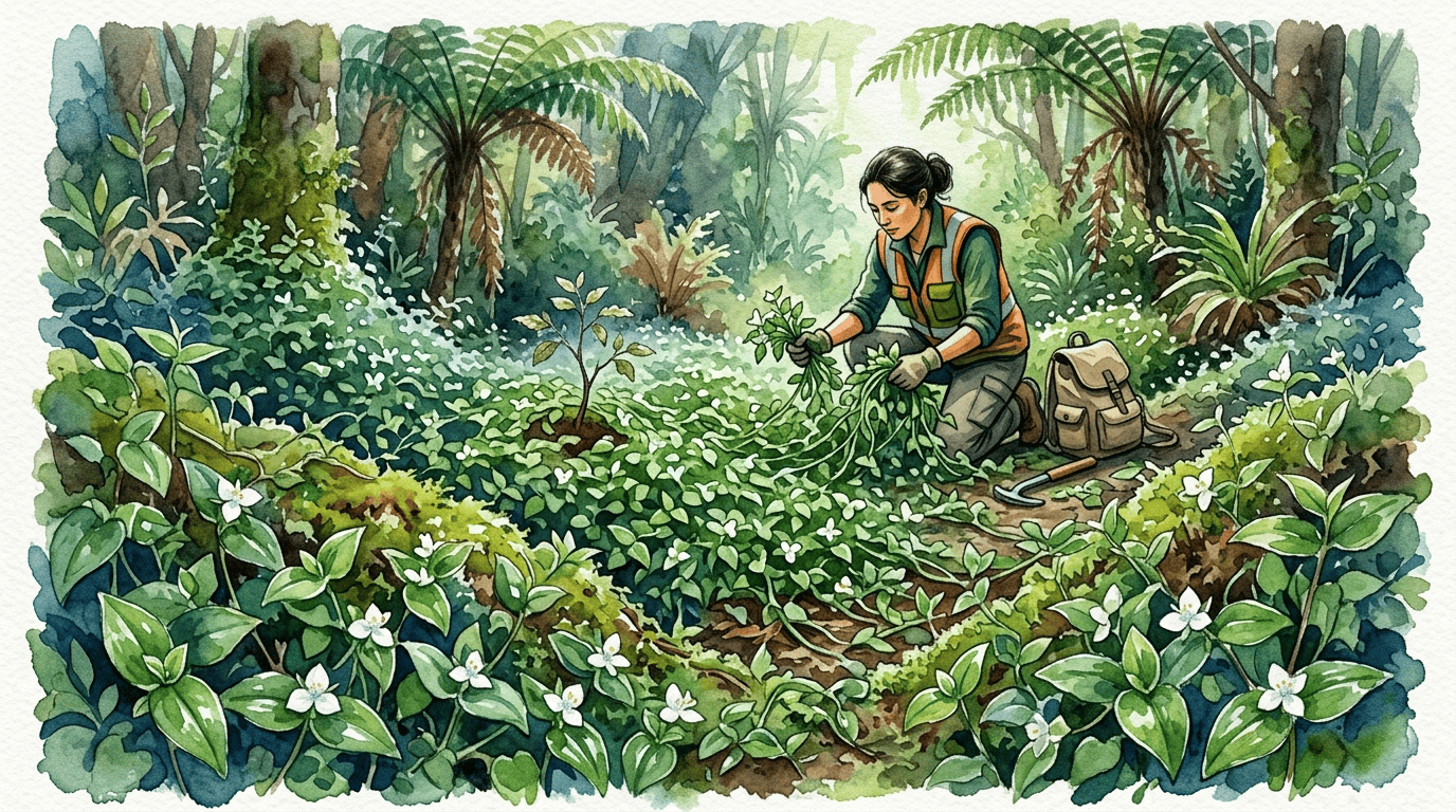 Illustrated historical scene for Small-Leaf Spiderwort