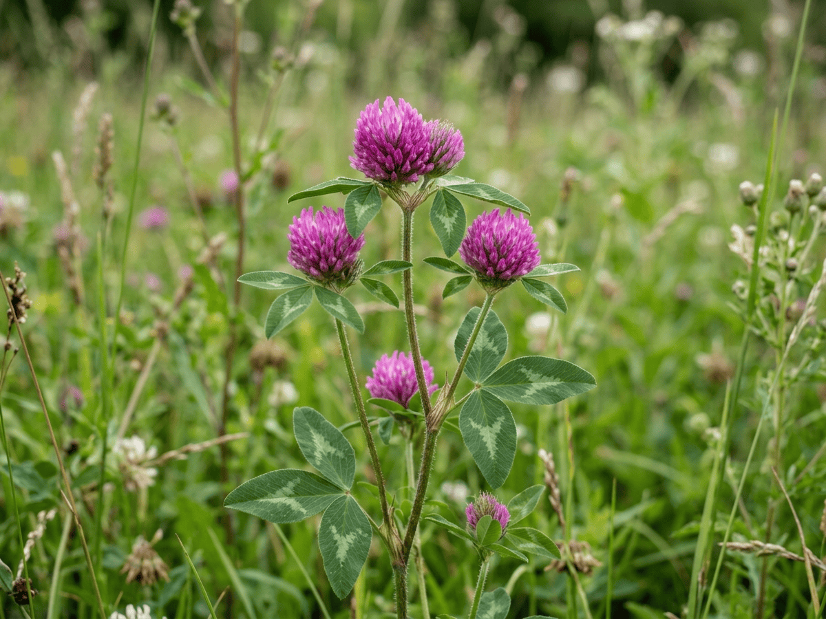 Trifoglio rosso (Trifolium pratense), pianta intera