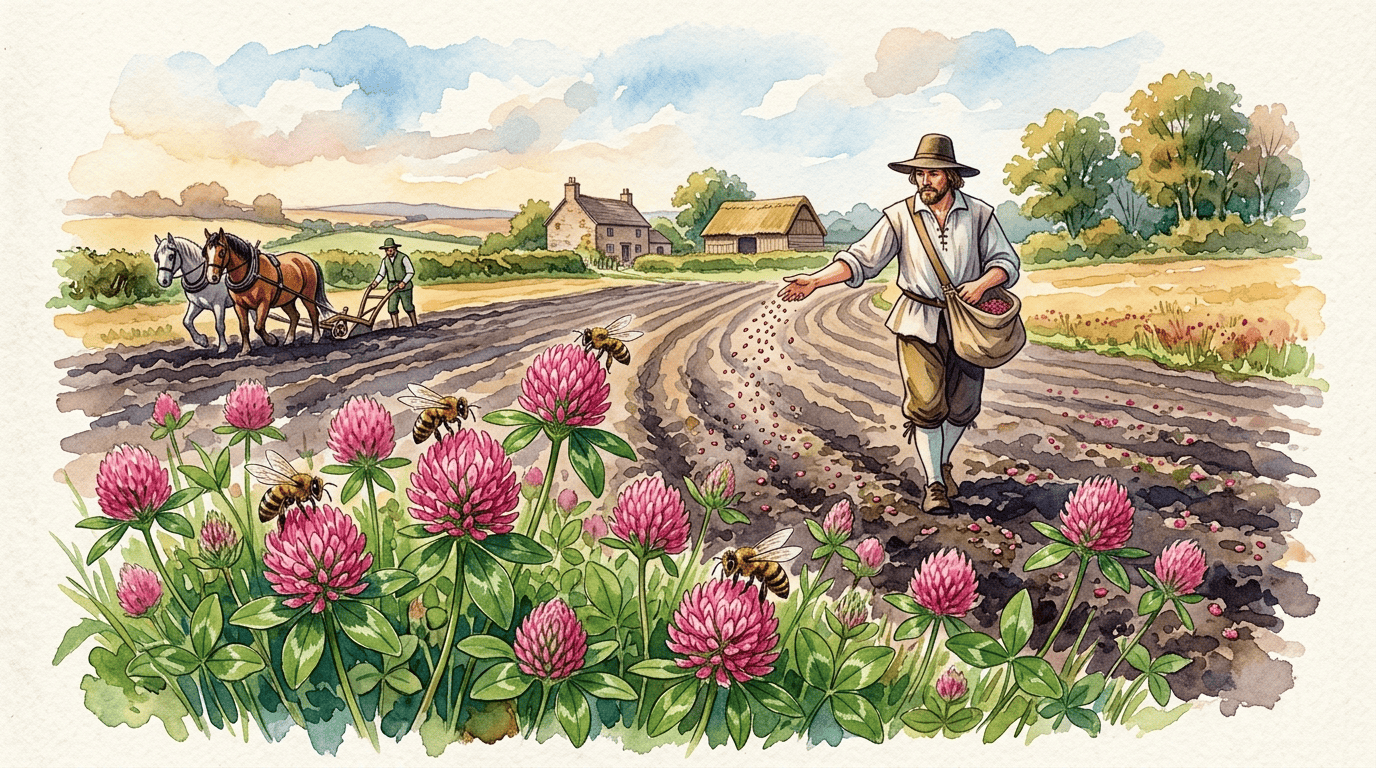 Scène historique illustrée pour Trèfle des prés
