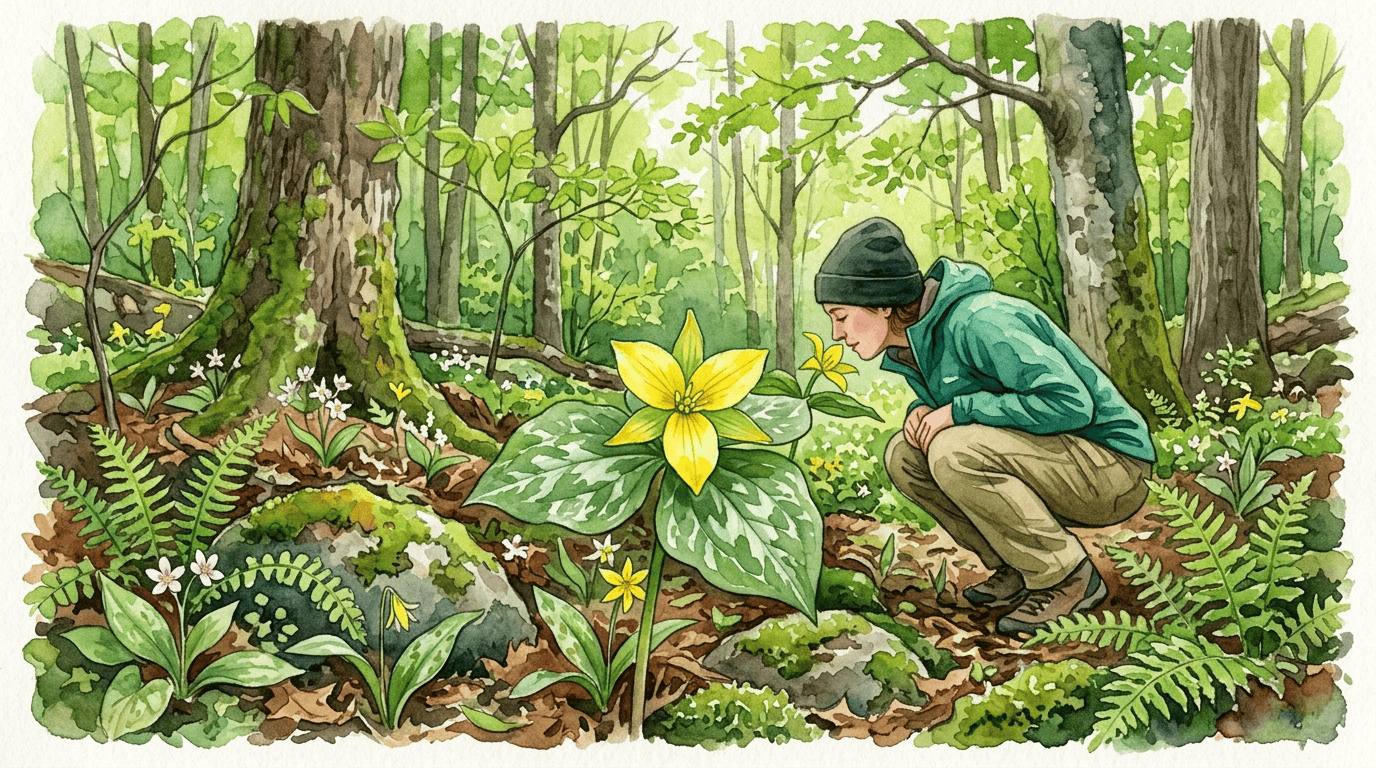 Tranh minh họa cảnh lịch sử về Trillium vàng