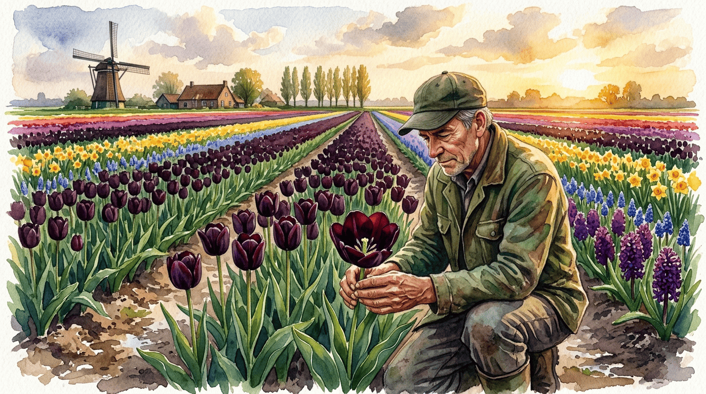 Escena histórica ilustrada de Tulipán Reina de la Noche