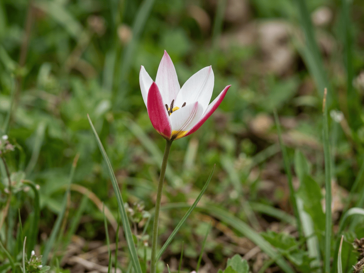 Tulipán de dama — primer plano de hojas y flores